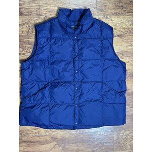 Lands End Goose Down Insulated Quilted Puffer Vest Mens Navy XXL 50-52 Snap